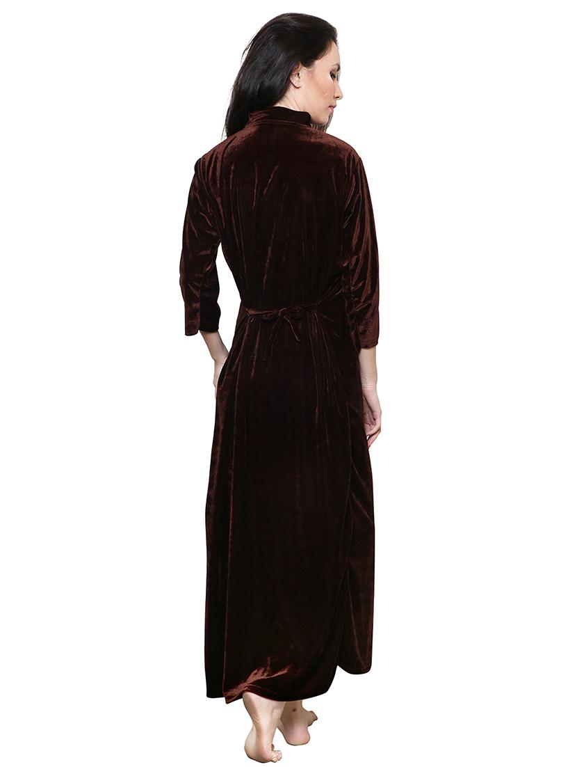 brown embroidered nighty - 20345369 - Standard Image - 3