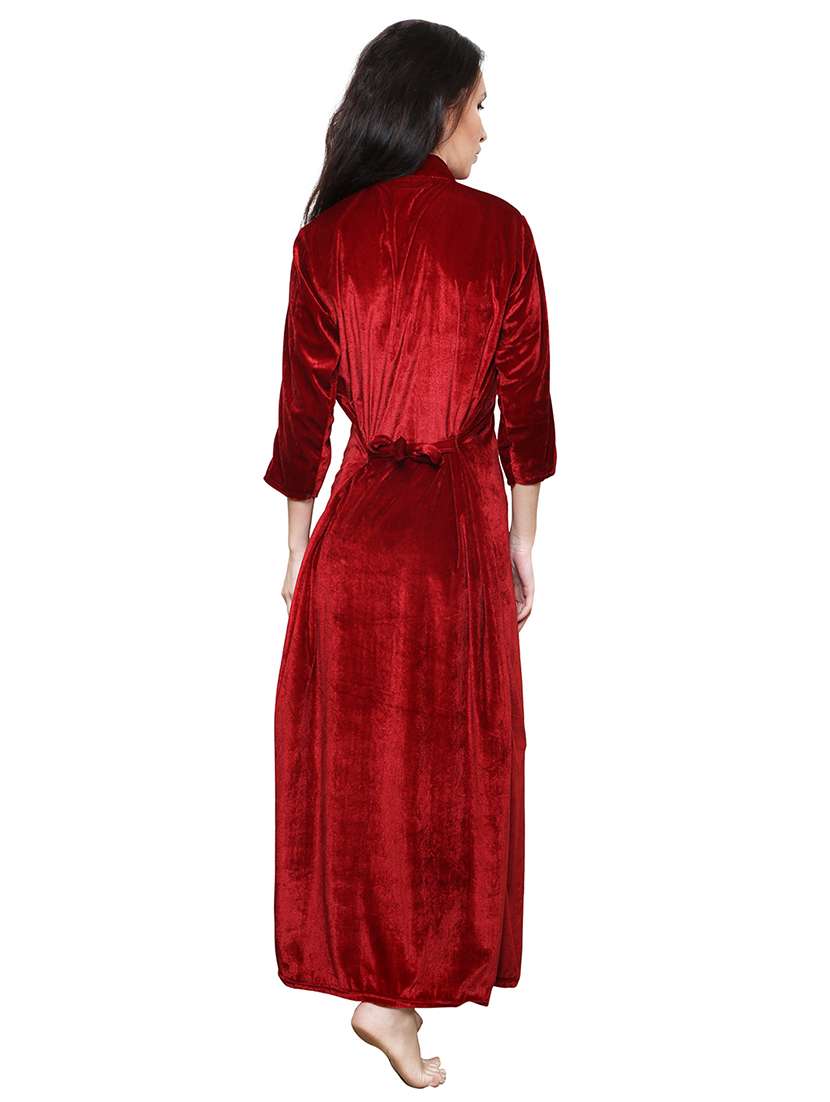 red embroidered nighty - 20345372 -  Standard Image - 3