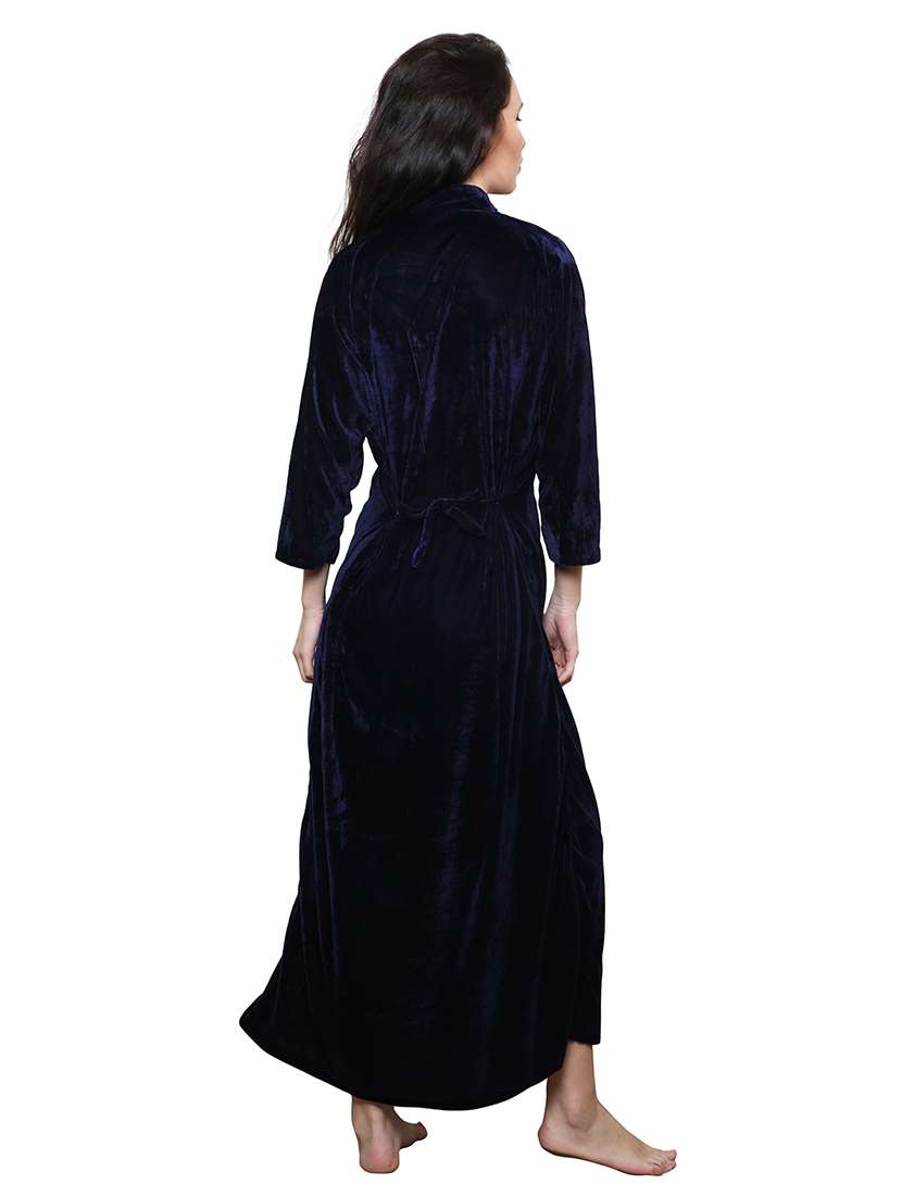 navy blue embroidered nighty - 20345373 - Standard Image - 3