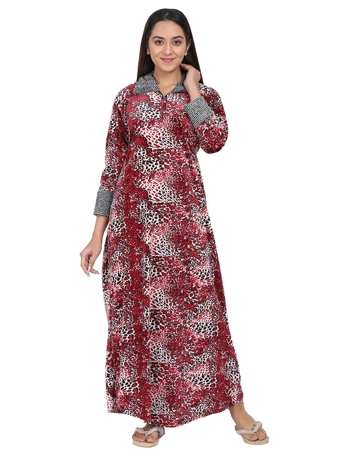 maroon animal print nighty - 20345381 - Zoom Image - 0