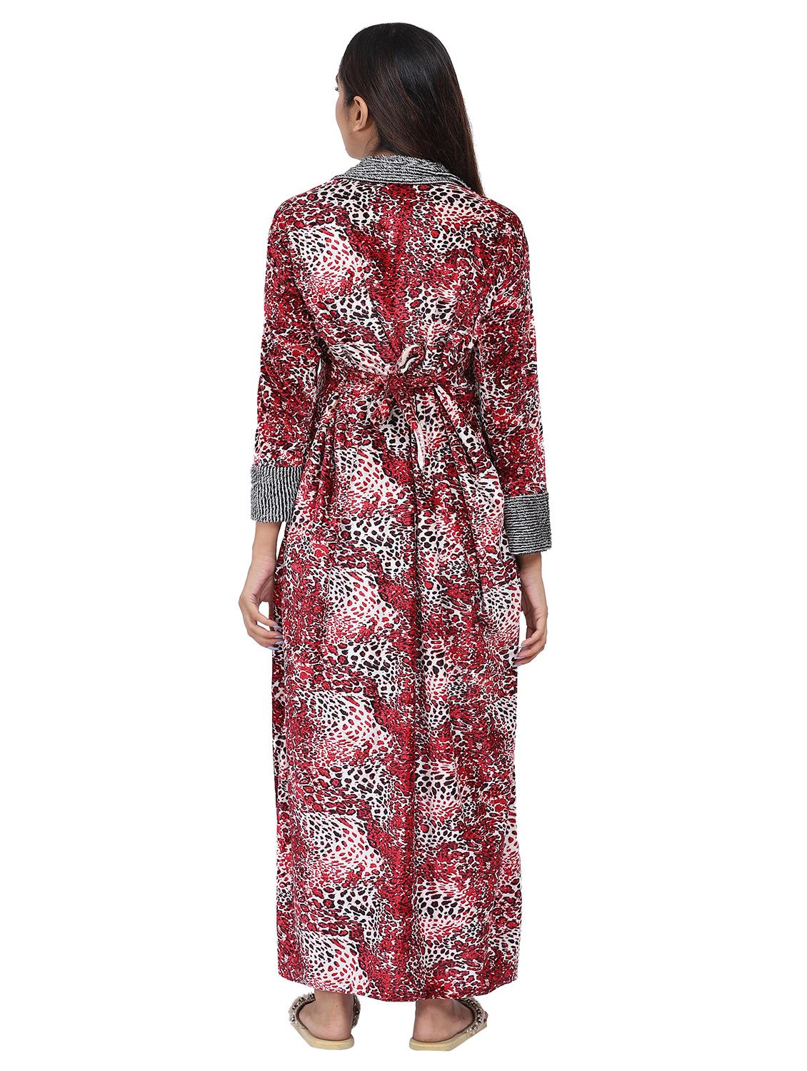 maroon animal print nighty - 20345381 - Standard Image - 3