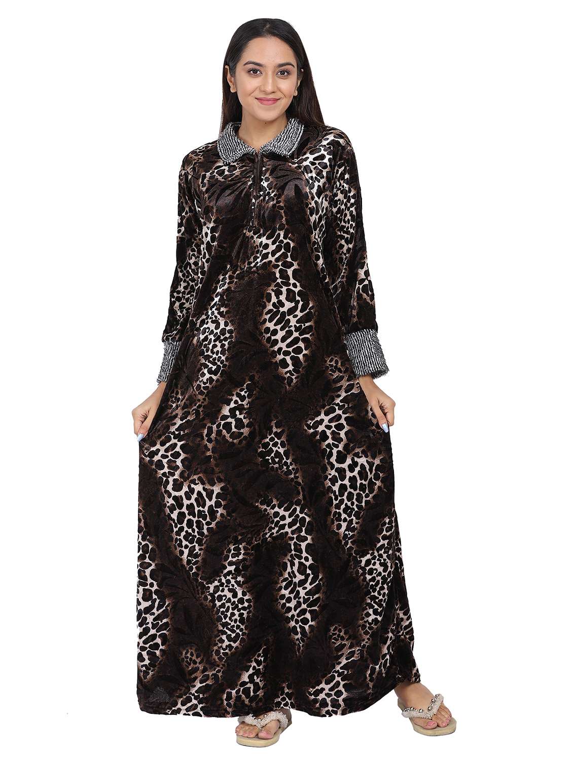 brown animal print nighty