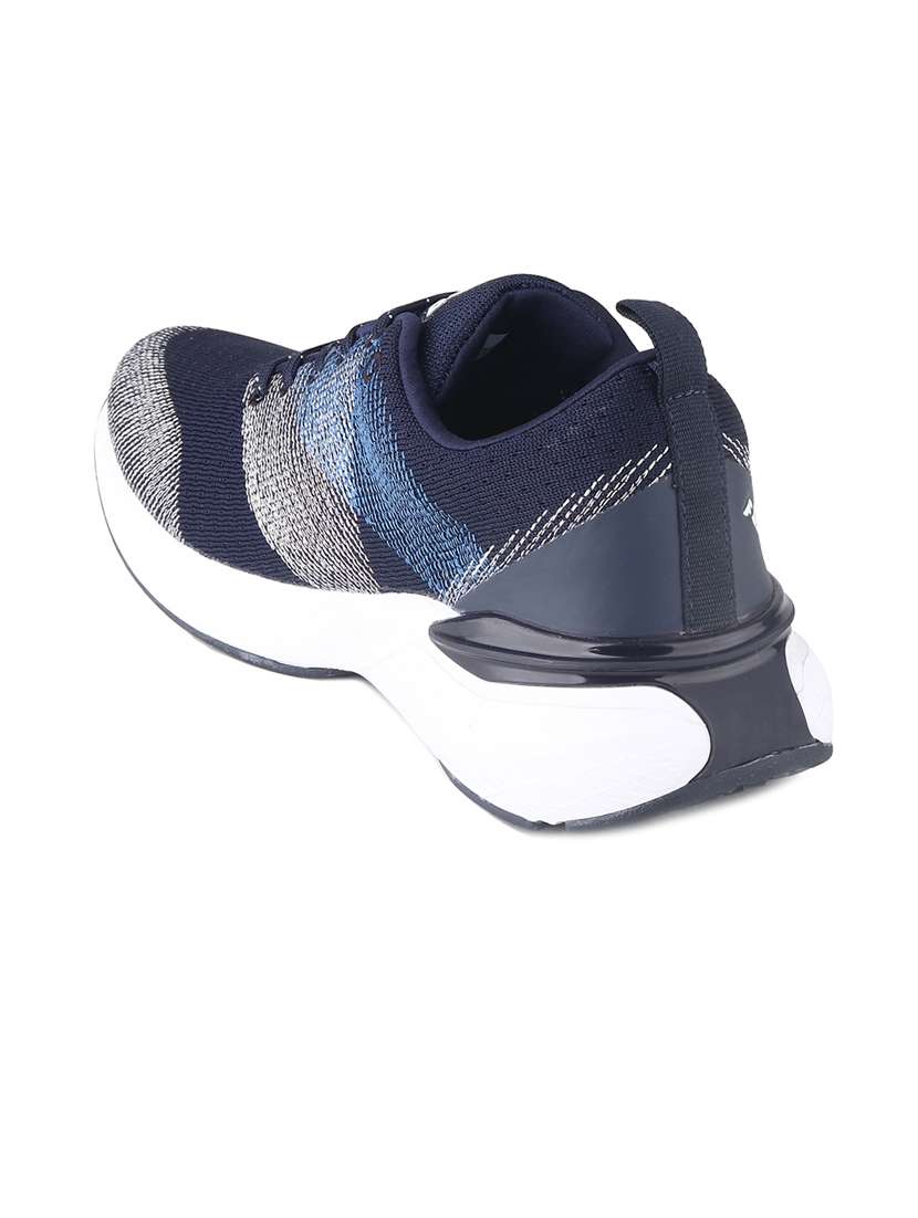 men navy blue color block lace up walking sport shoe - 20345397 - Standard Image - 3