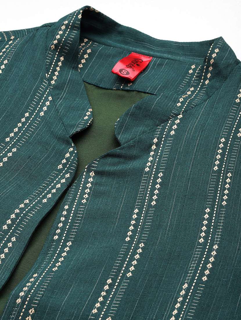 bottle green self design blazer and trousers co-ord - 20346198 -  Standard Image - 5