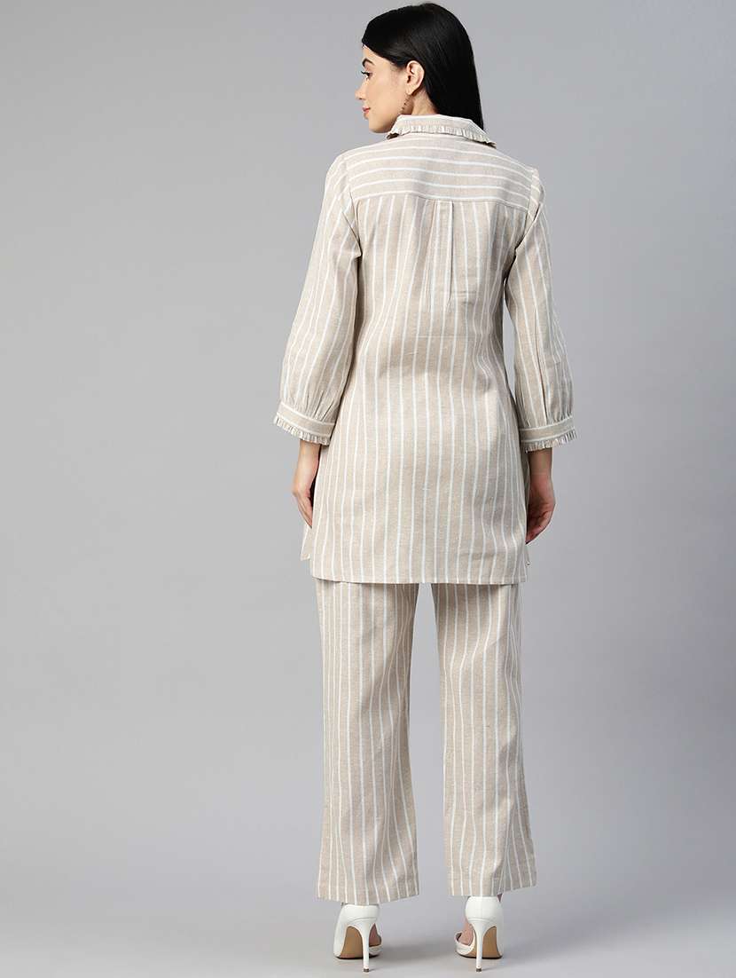 beige stripes top and trouser co-ord - 20346228 -  Standard Image - 3