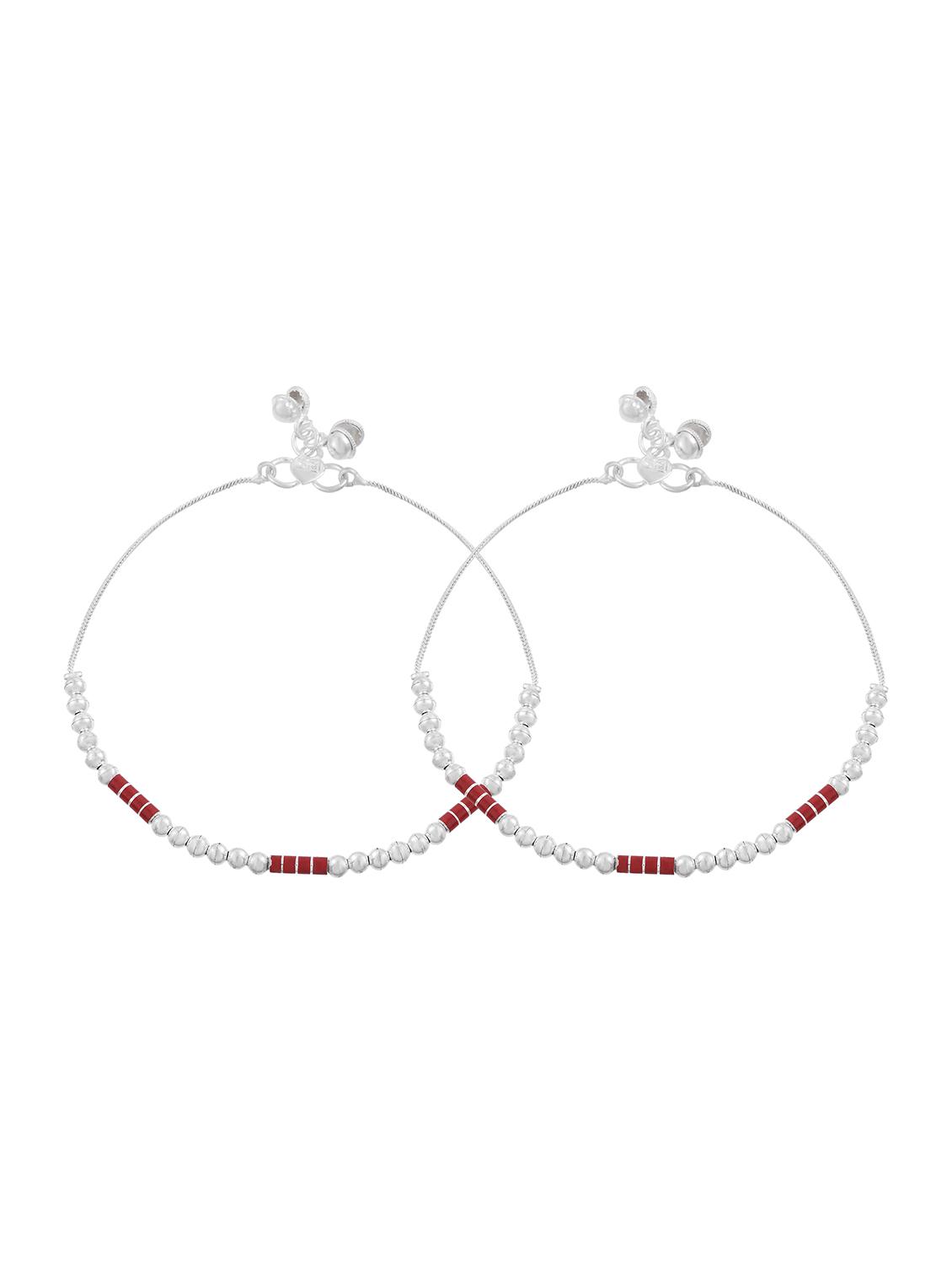 silver brass beads payal - 20346236 - Standard Image - 3