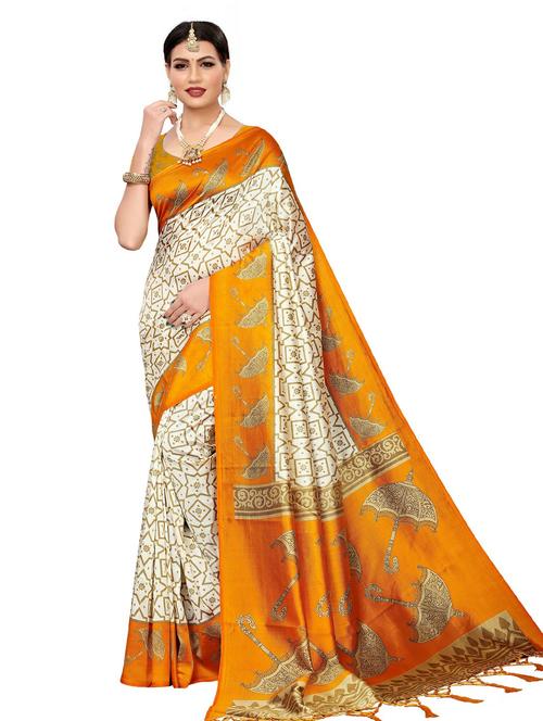 printed mysore saree with fringes with blouse - 20348551 -  Standard Image - 0