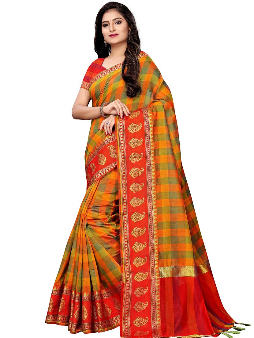 orange colored patola saree - 20349185 - Zoom Image - 0