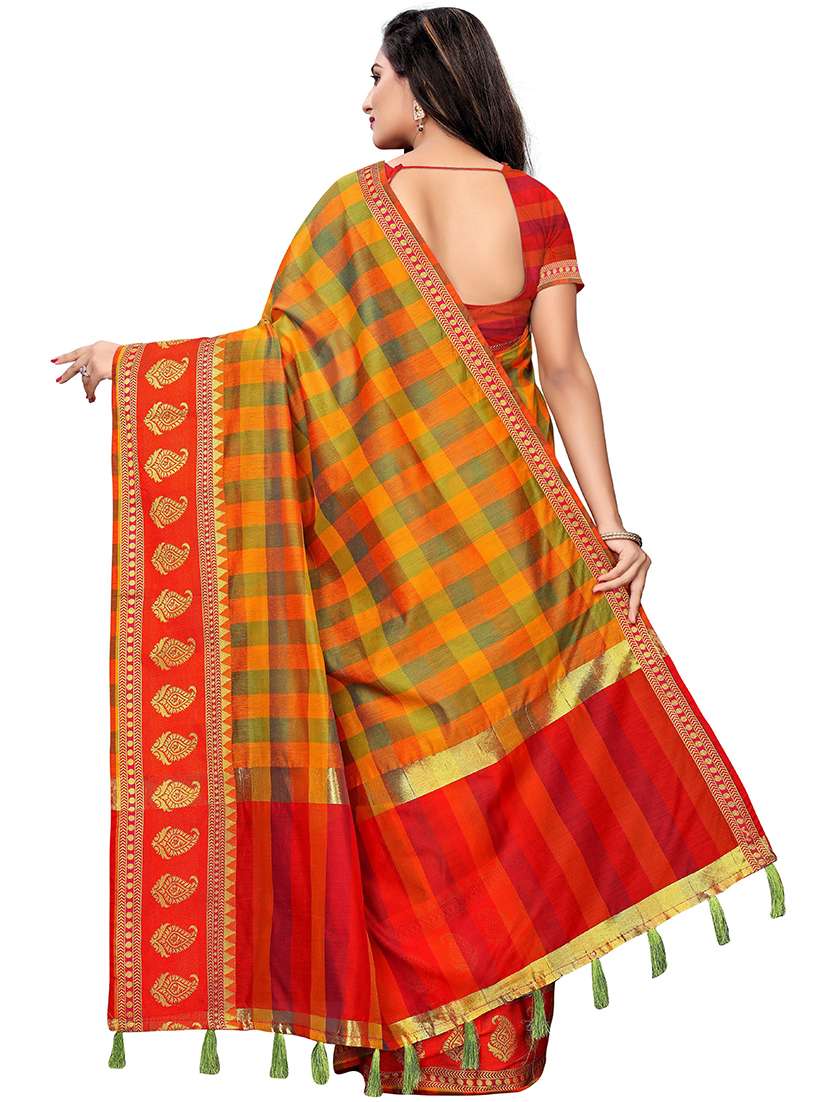 orange colored patola saree - 20349185 - Standard Image - 3