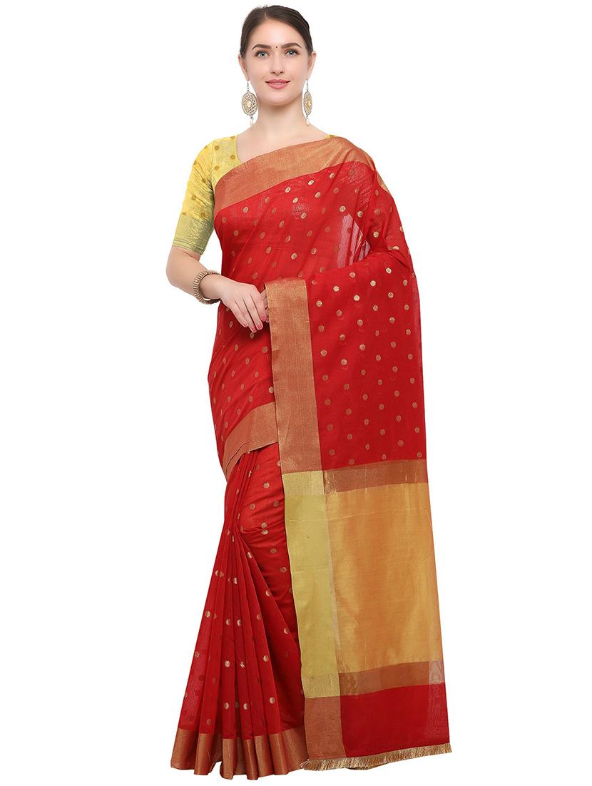 women's bordered red colored saree with blouse - 20349224 - Zoom Image - 0