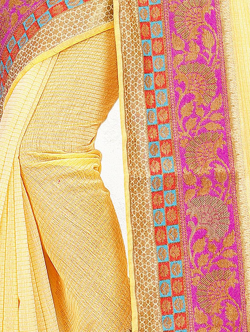 lemon sherbet colored bordered saree with blouse - 20349260 - Standard Image - 3