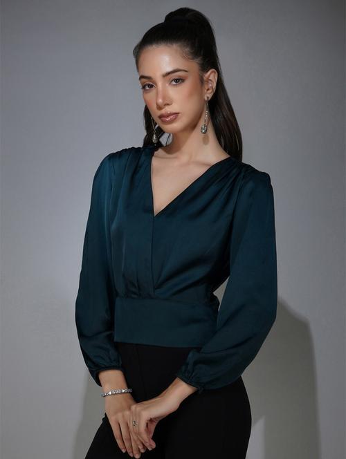 green solid wrap top - 20349345 -  Standard Image - 0