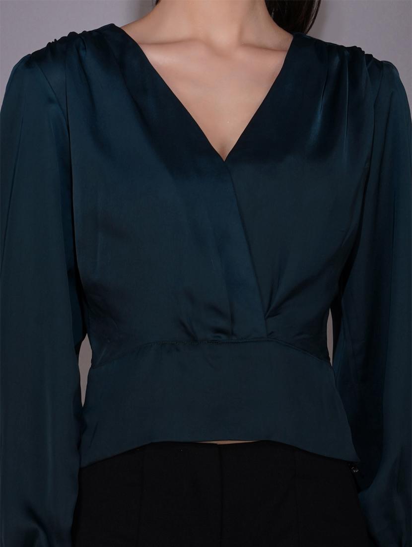 green solid wrap top - 20349345 - Standard Image - 5