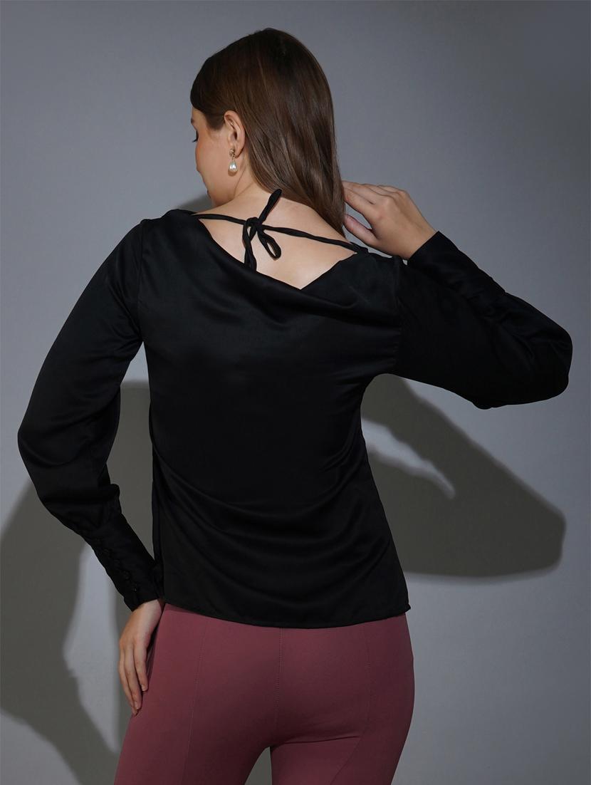 black satin a line top - 20349349 - Standard Image - 3