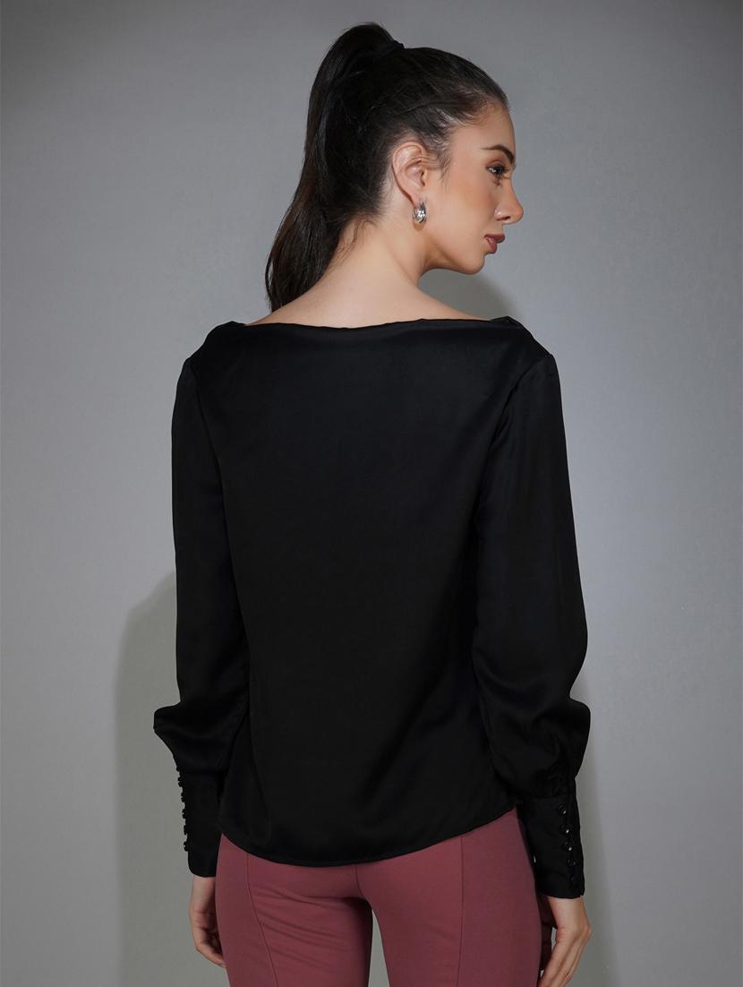 black satin a line top - 20349349 - Standard Image - 5