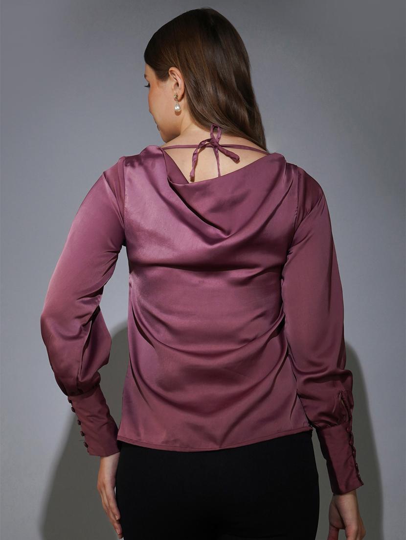 mauve solid straight top - 20349350 - Standard Image - 3