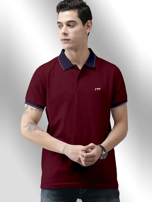 maroon solid polo t-shirt - 20351190 -  Standard Image - 0