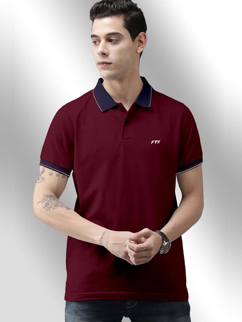 maroon solid polo t-shirt