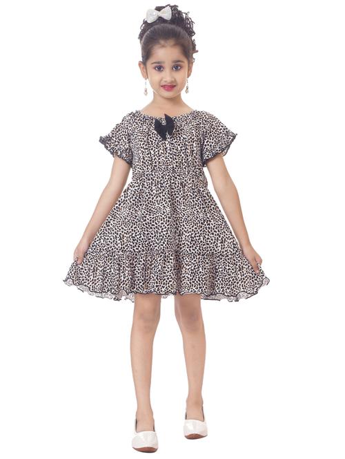 girls round neck flared sleeve frock - 20351304 - Standard Image - 0