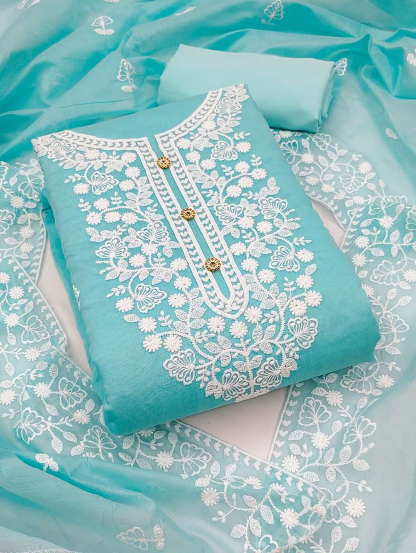light blue colored unstiched dress - 20351608 - Zoom Image - 0