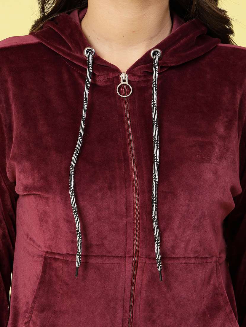 women maroon velvet top and trouser co-ord set - 20351711 - Standard Image - 5