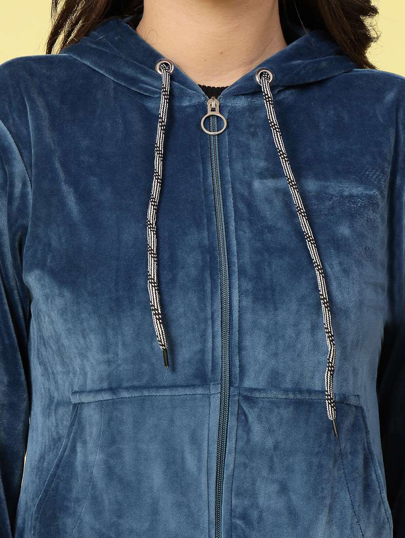 women navy blue velvet top and trouser co-ord set - 20351713 -  Standard Image - 5