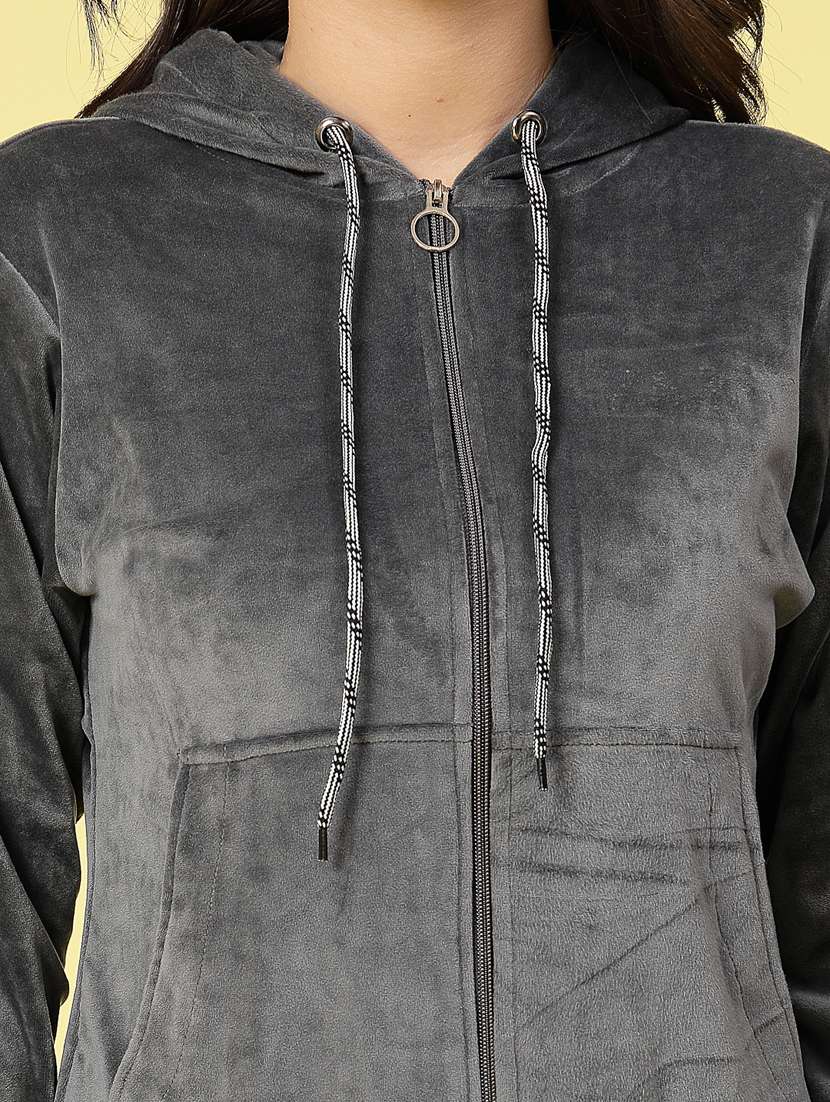 women grey velvet top and trouser co-ord set - 20351715 -  Standard Image - 5