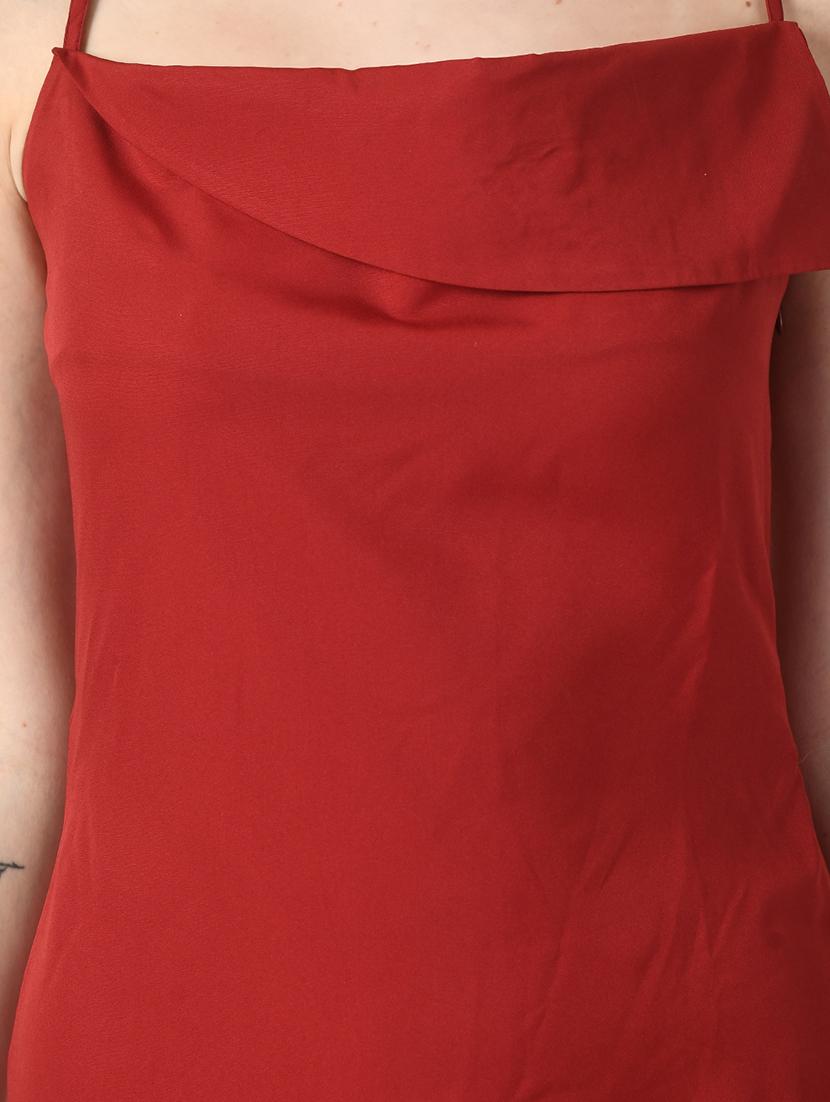 maroon solid asymmetric dress - 20351717 - Standard Image - 5