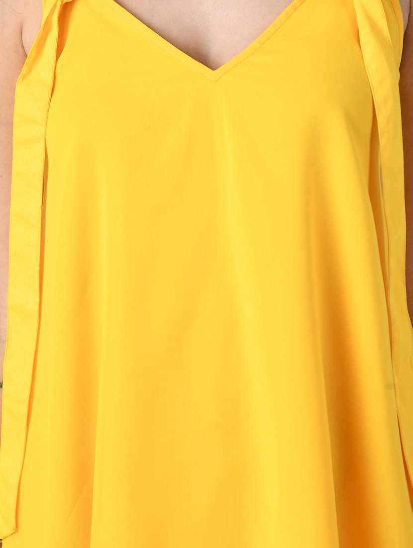 yellow solid high low dress - 20351742 - Standard Image - 3