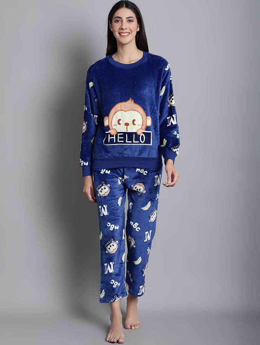 blue quirky print nightwear set