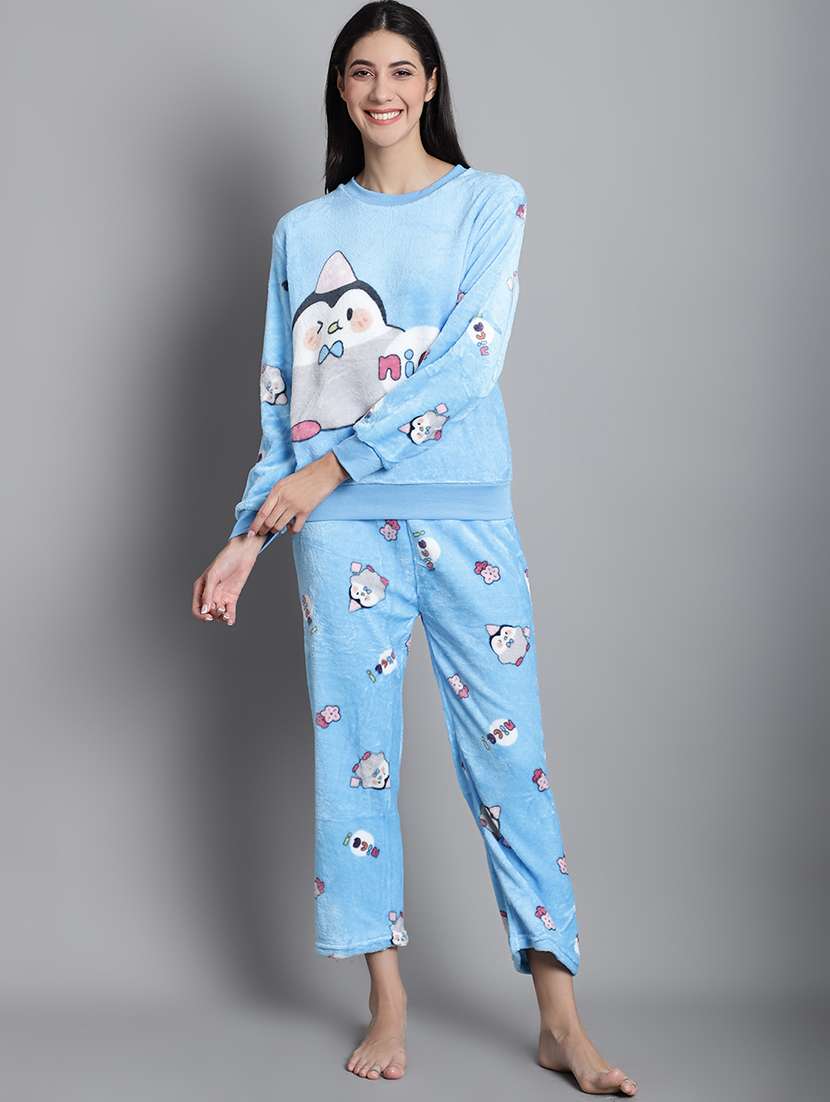 light blue quirky print nightwear set