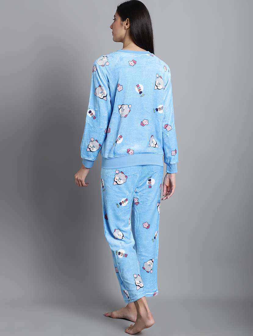 light blue quirky print nightwear set - 20351757 -  Standard Image - 3