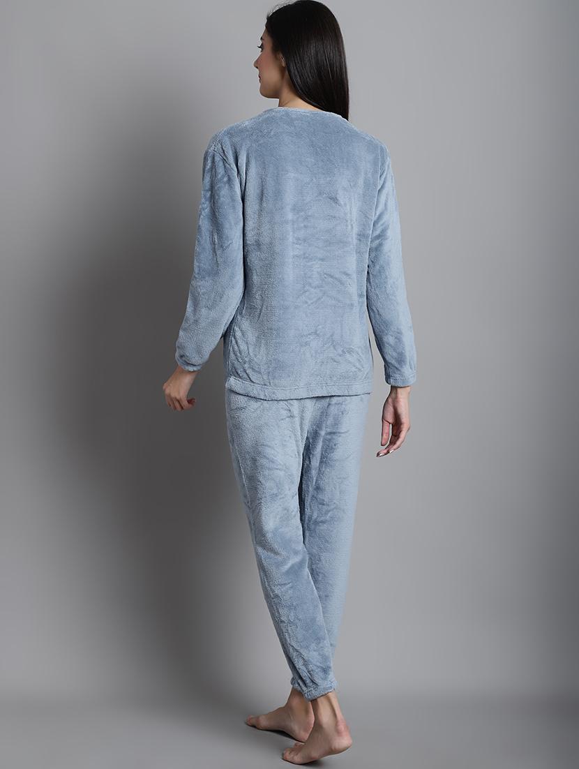 grey solid nightwear set - 20351762 - Standard Image - 3