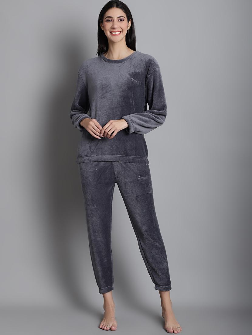 grey solid nightwear set - 20351764 -  Zoom Image - 0