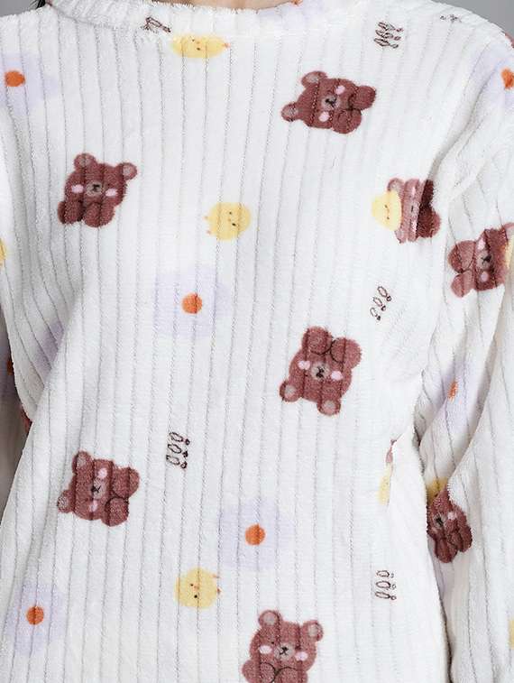 white quirky print nightwear set - 20351769 - Standard Image - 3