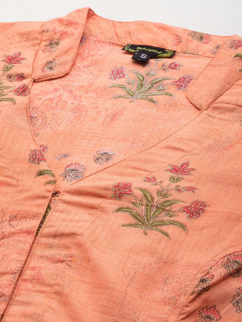 women peach mandarin neck stitched blouse - 20351881 - Standard Image - 3