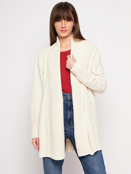off white self design woolen shrug - 20351885 - Standard Image - 0