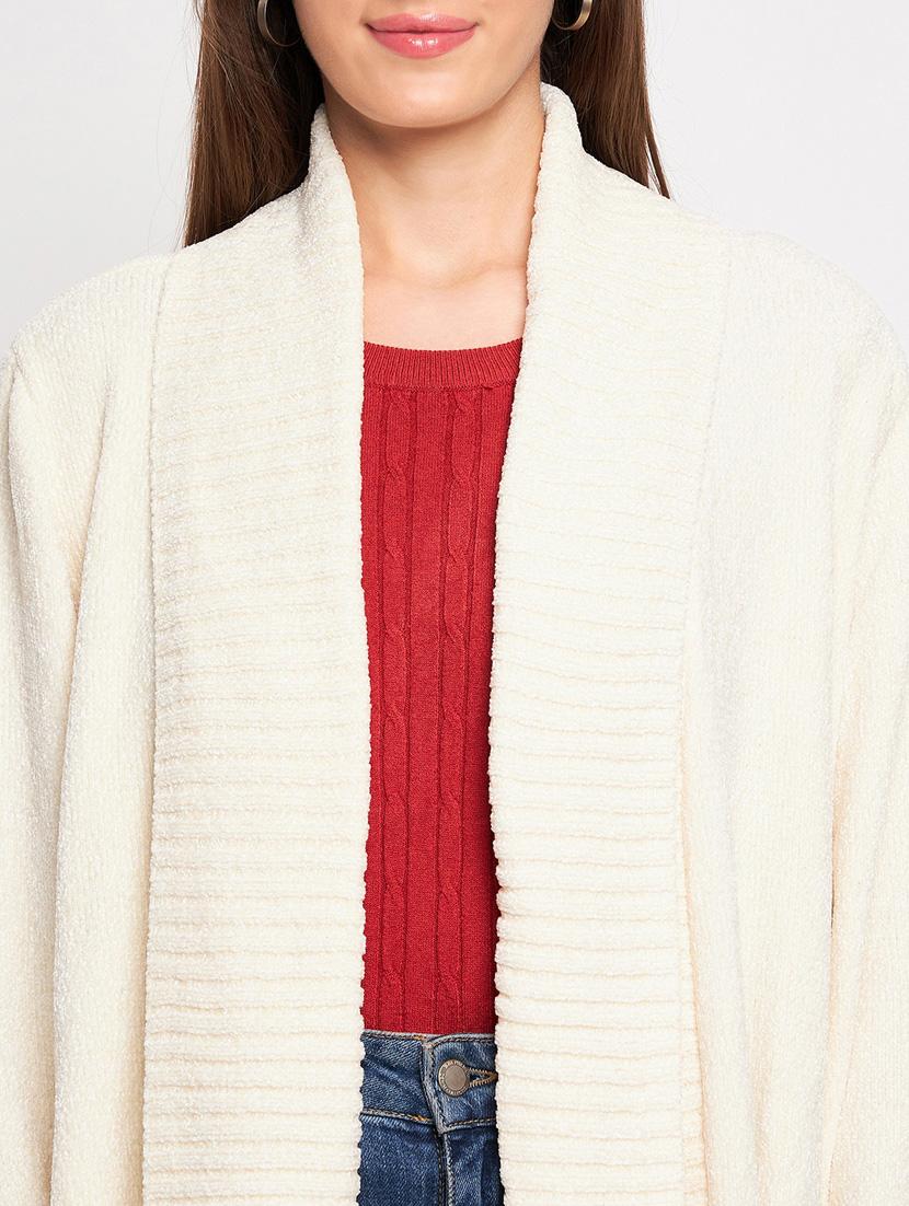 off white self design woolen shrug - 20351885 - Standard Image - 5