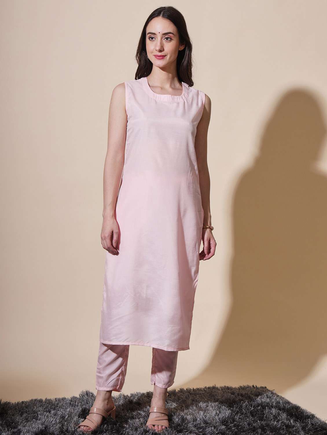 pink colored kurta pant set - 20353650 - Standard Image - 3