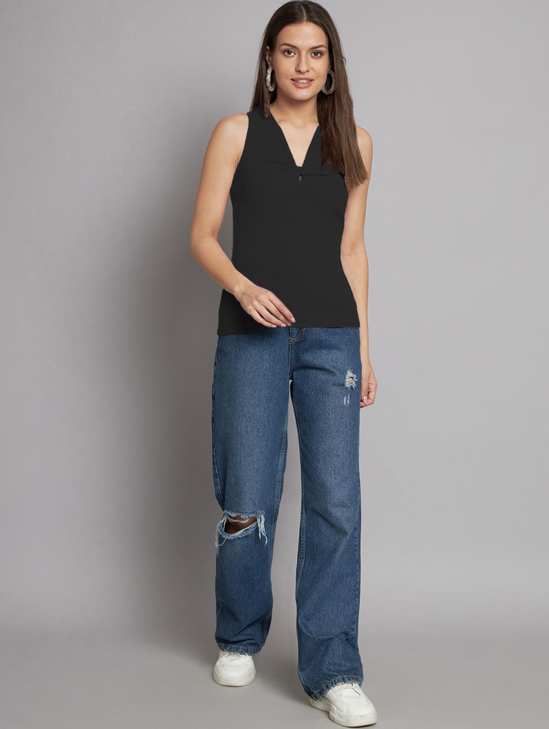 black solid tank top - 20355025 - Standard Image - 3