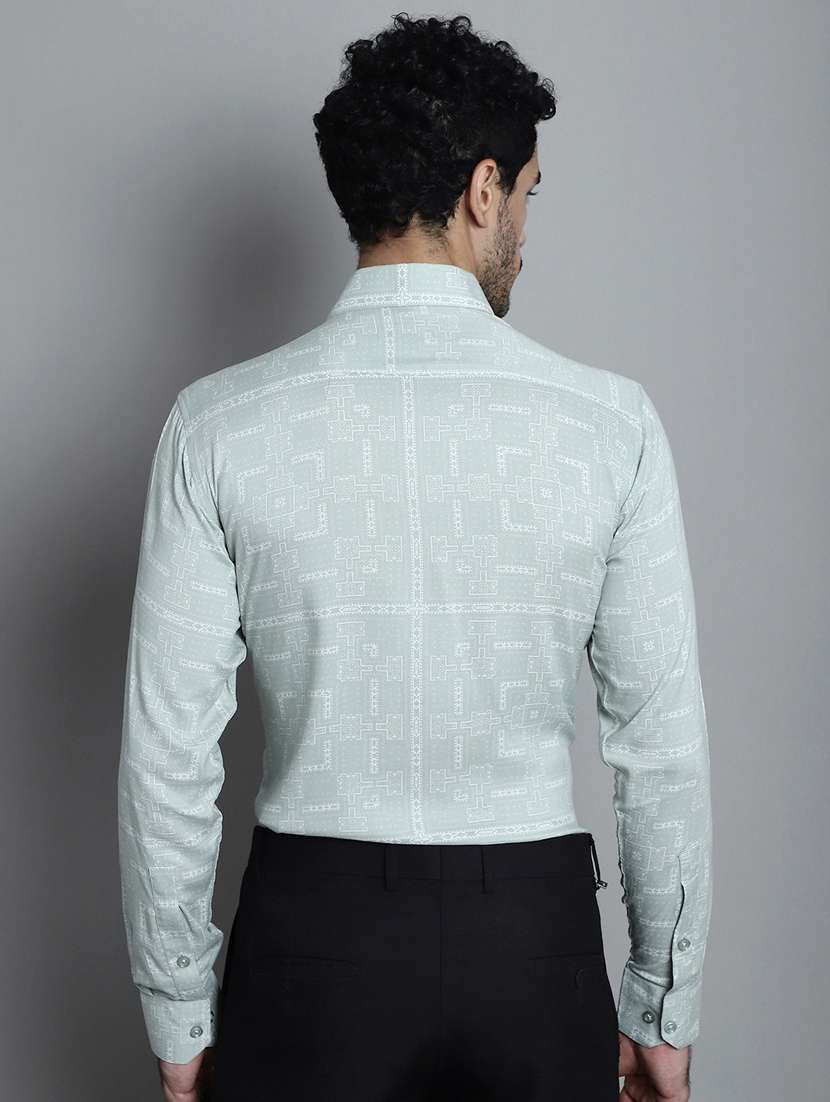 green viscose formal shirt - 20355041 -  Standard Image - 3