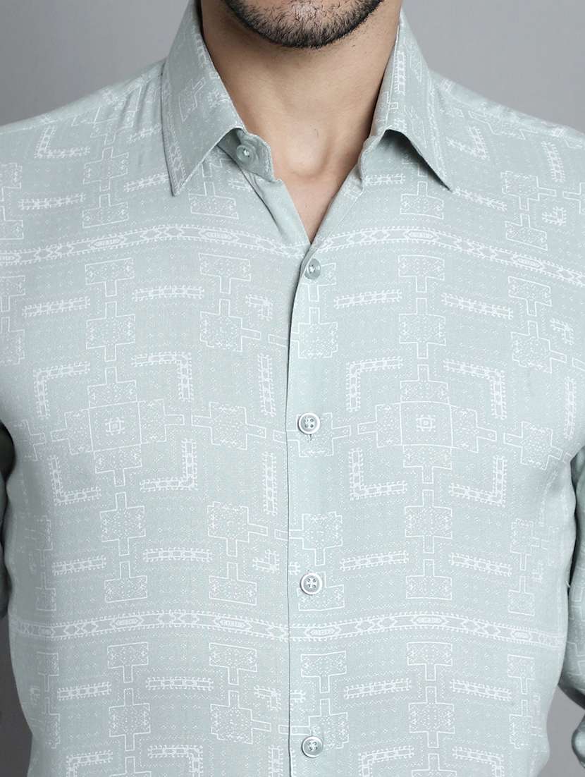 green viscose formal shirt - 20355041 -  Standard Image - 5