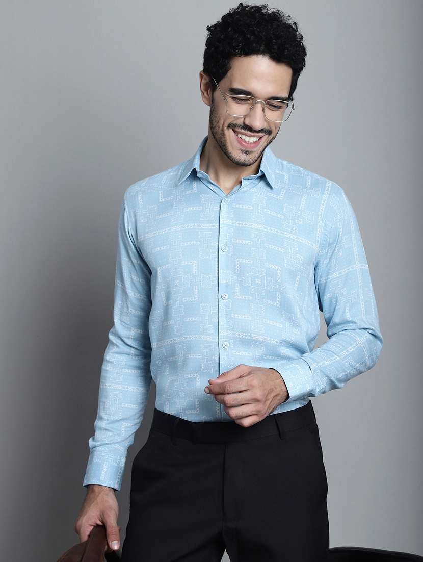 blue viscose formal shirt