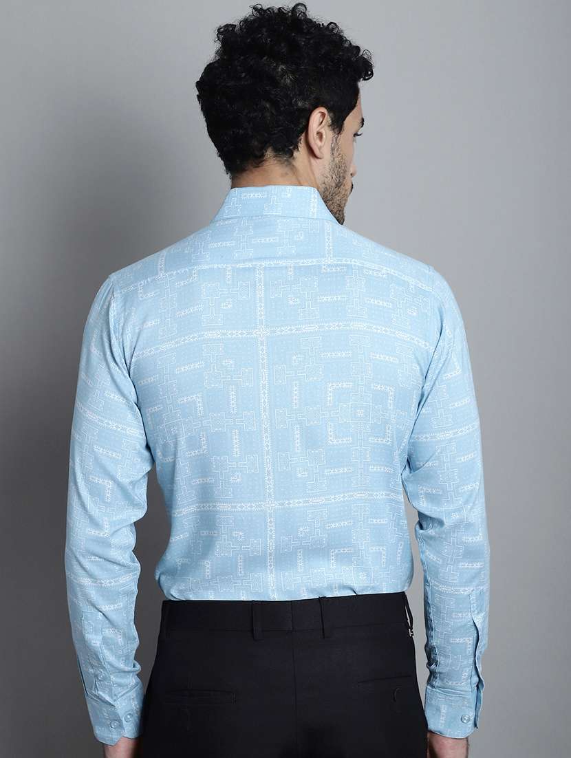 blue viscose formal shirt - 20355042 -  Standard Image - 3