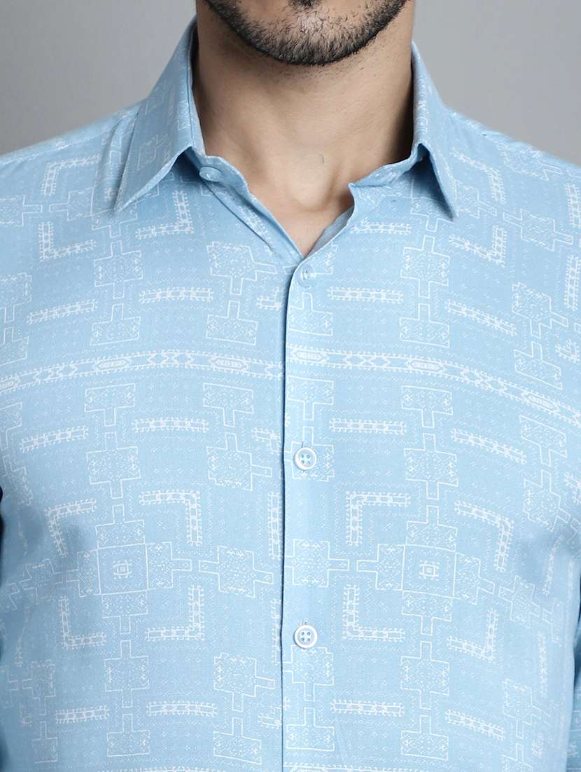 blue viscose formal shirt - 20355042 -  Standard Image - 5