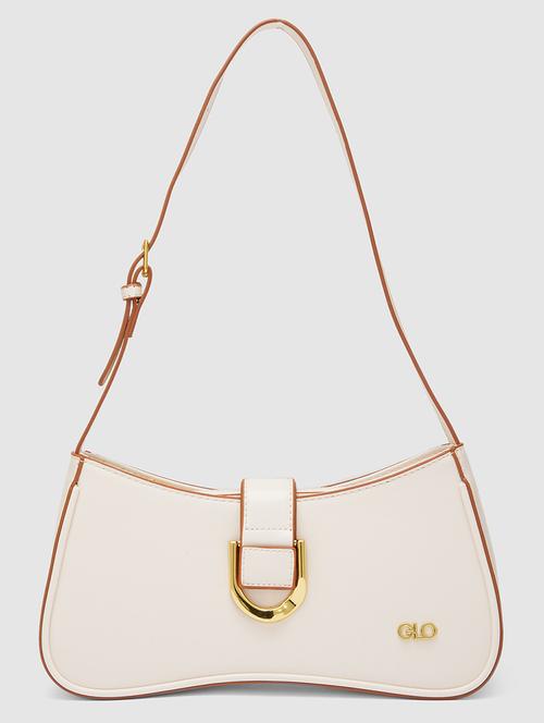 globus women white solid vegan leather handheld bag - 20355082 - Standard Image - 0