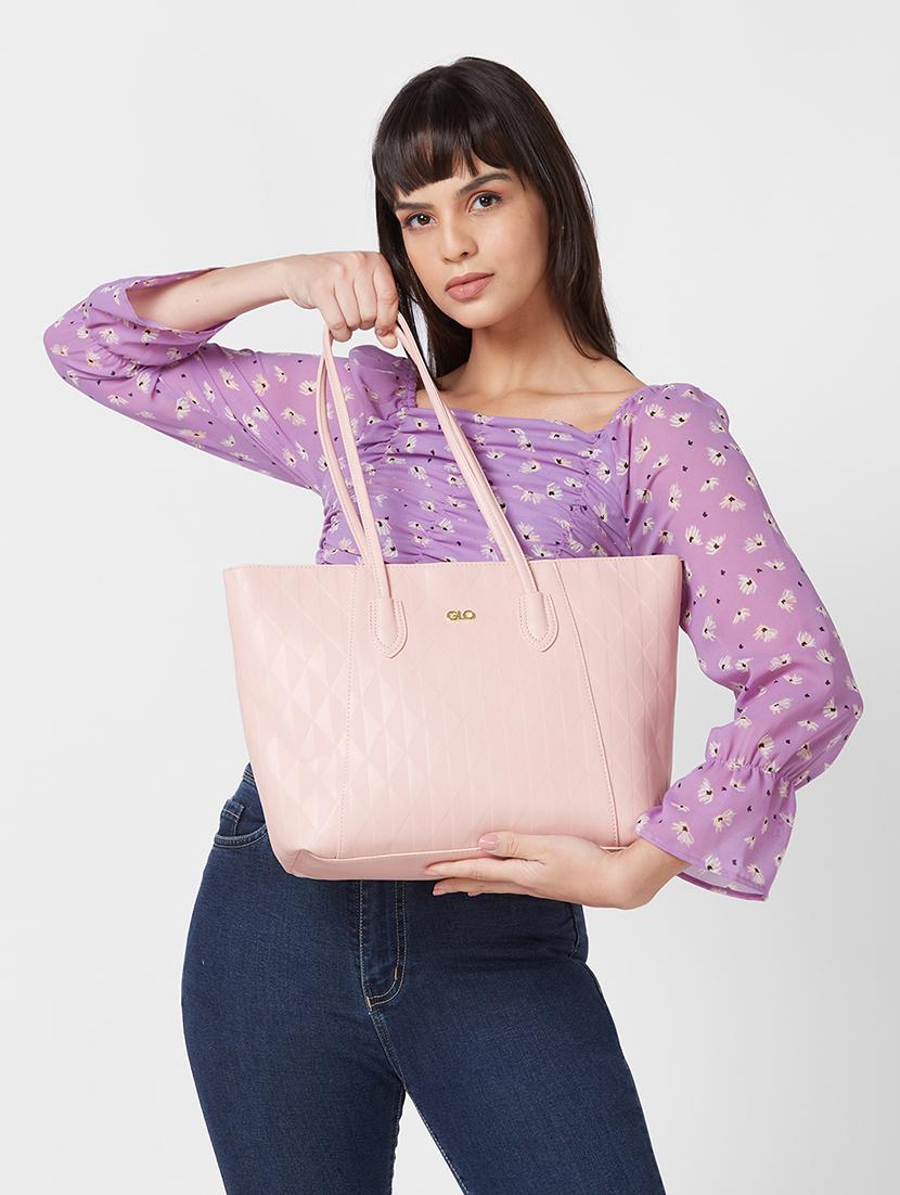 women pink leatherette regular handbag - 20355086 - Standard Image - 5