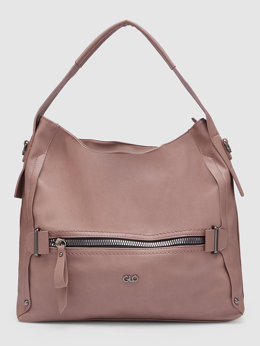 mauve leatherette (pu) hobo handbag - 20355098 - Zoom Image - 0