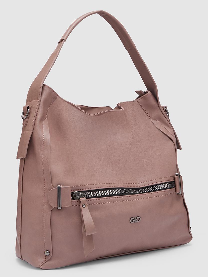 mauve leatherette (pu) hobo handbag - 20355098 - Standard Image - 5