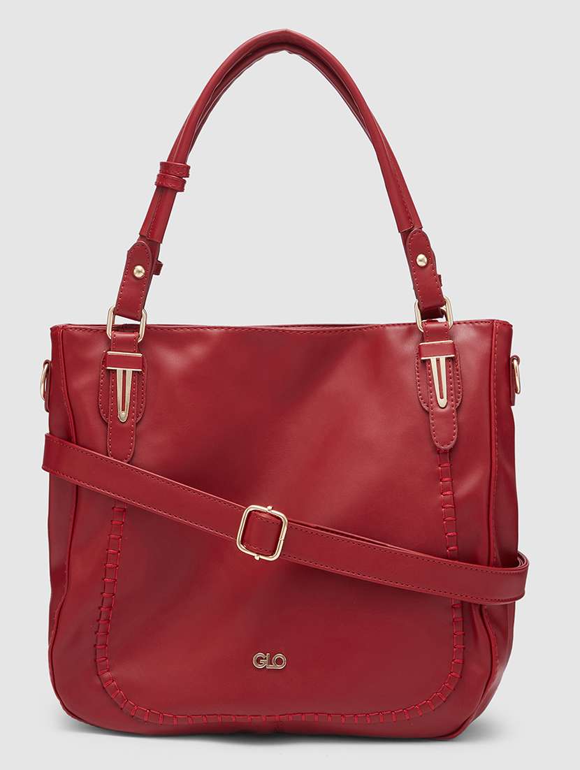 maroon leatherette (pu) handbag - 20355100 -  Zoom Image - 0